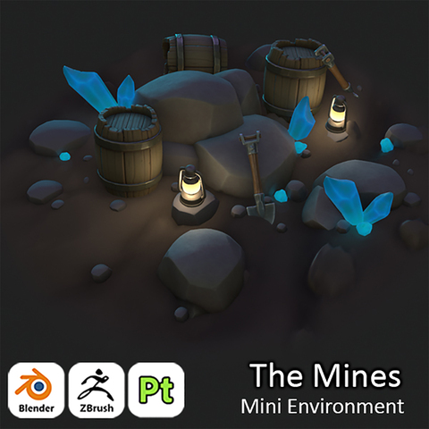 Stylized Mines Diorama For Games 3D Art Mini Environment / Tutorial