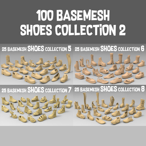 100 basemesh shoes collection 2 with extended commercial license