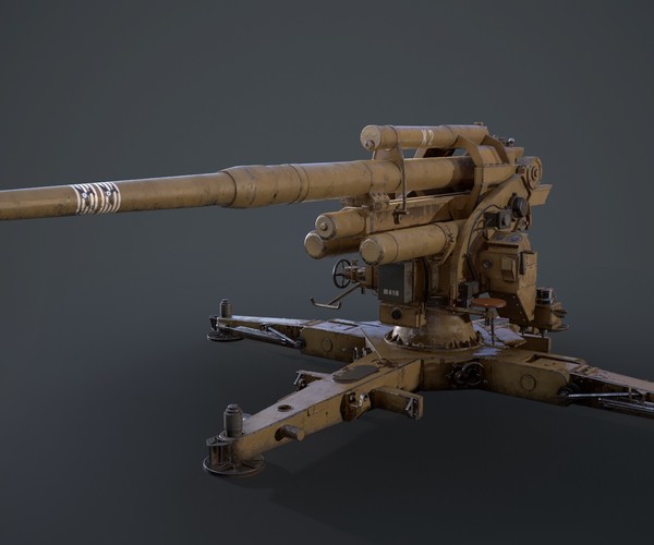 ArtStation - 88mm German Flak Canon VR / AR / low-poly 3D model | Game ...