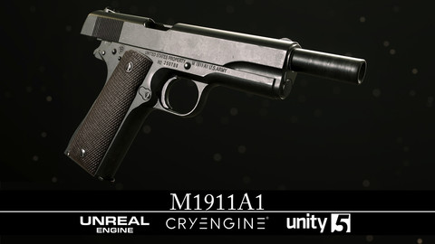 M1911A1 - WWII Era - Gameready - Fully Textured - Extended License