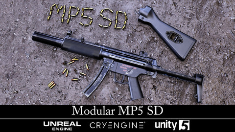 Modular MP5 SD - Gameready - Fully Textured - Extended License