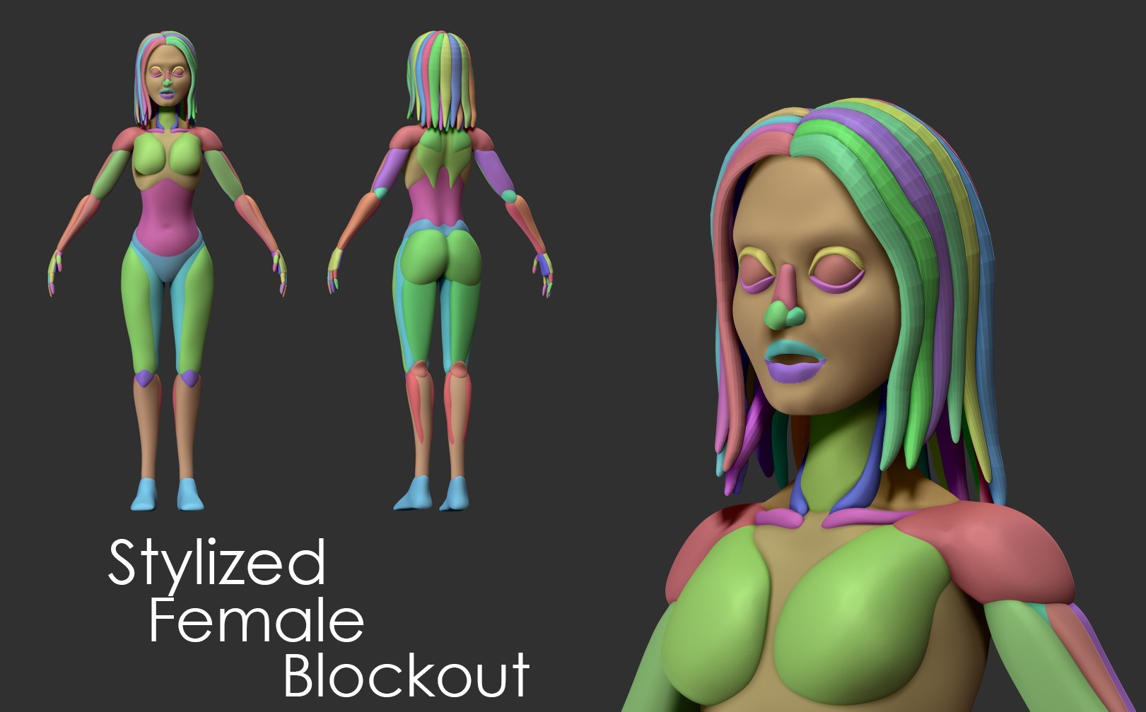 Out me head. Анатомия человека stylized. 3d female Blockout. Stylized female. Stylized female body.