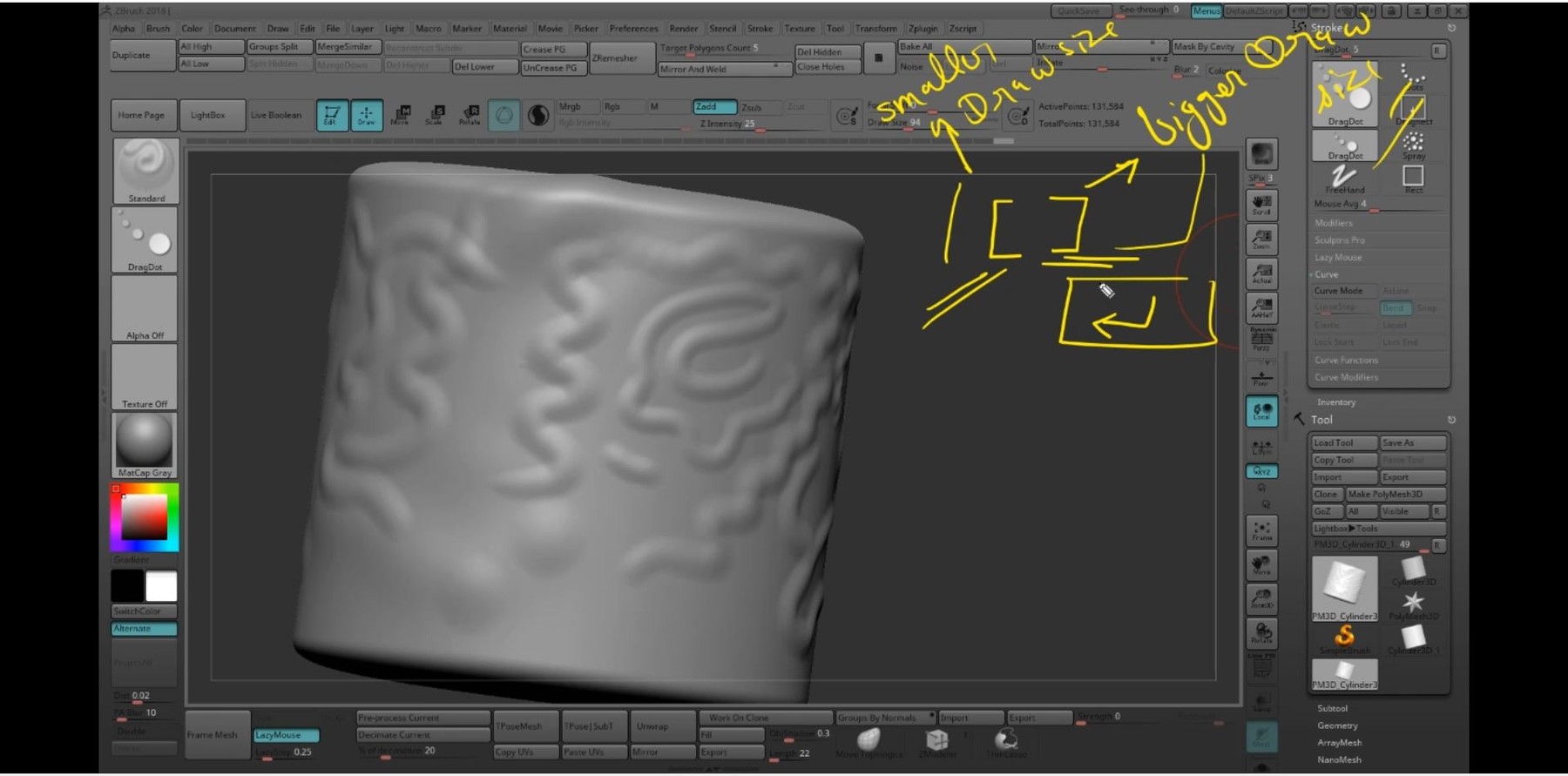 stroke is greyed out in zbrush