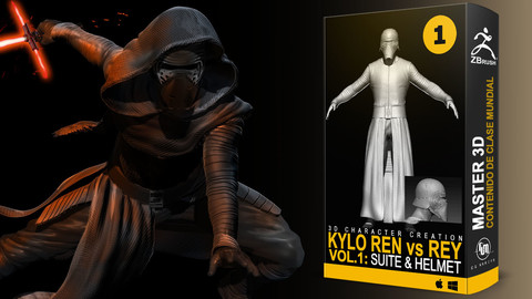 Kylo vs Rey En Vol. 1: Suite and Helmet  - Game Character pipeline in Zbrush