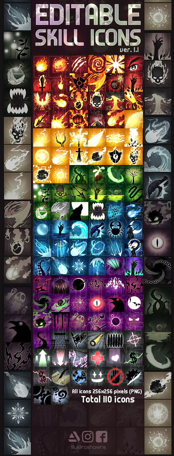 ArtStation - Editable RPG Skill Icons | Game Assets