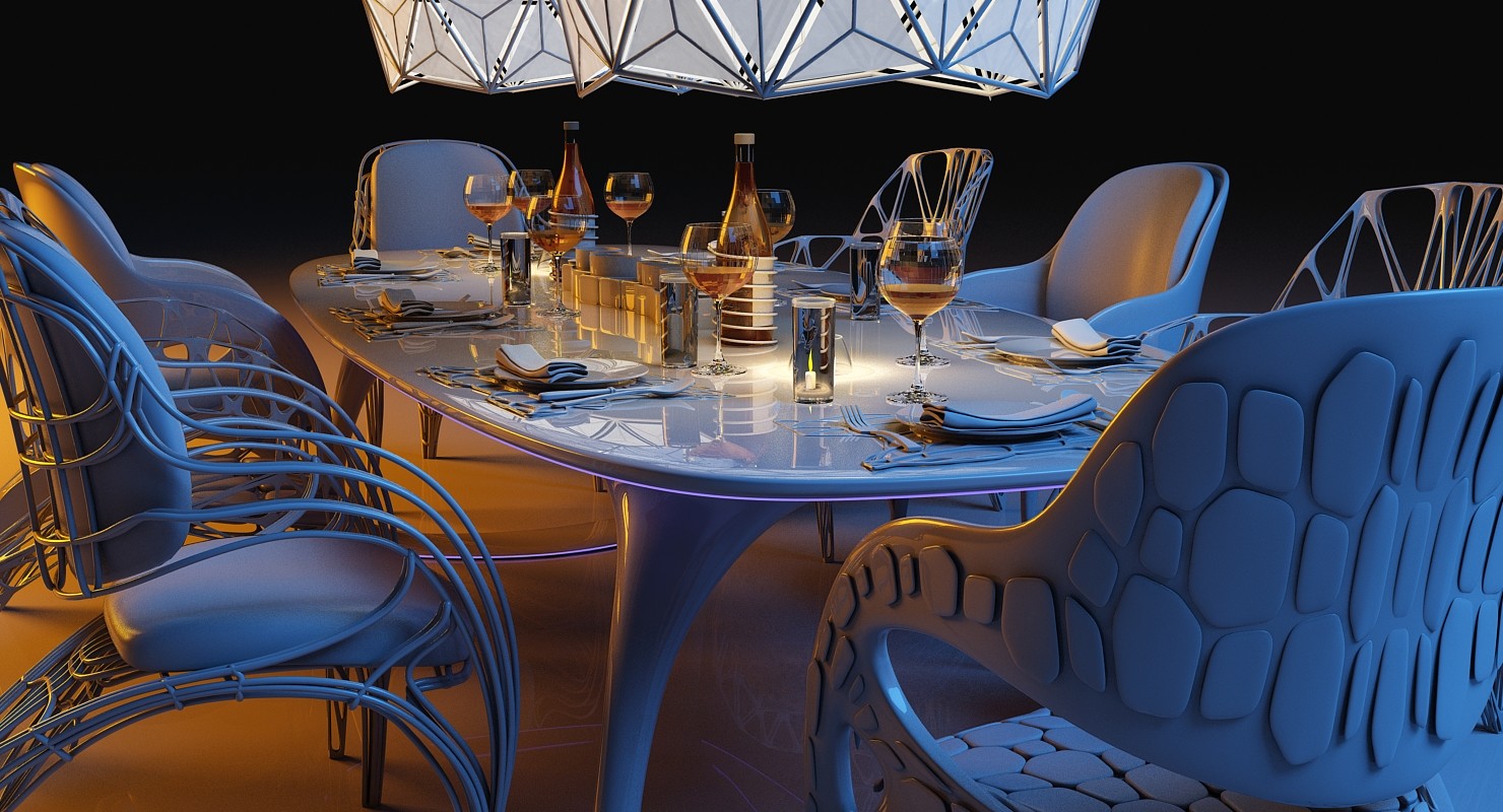 futuristic dining room reception