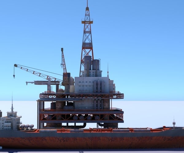 ArtStation - Oil Rig And Tanker | Game Assets