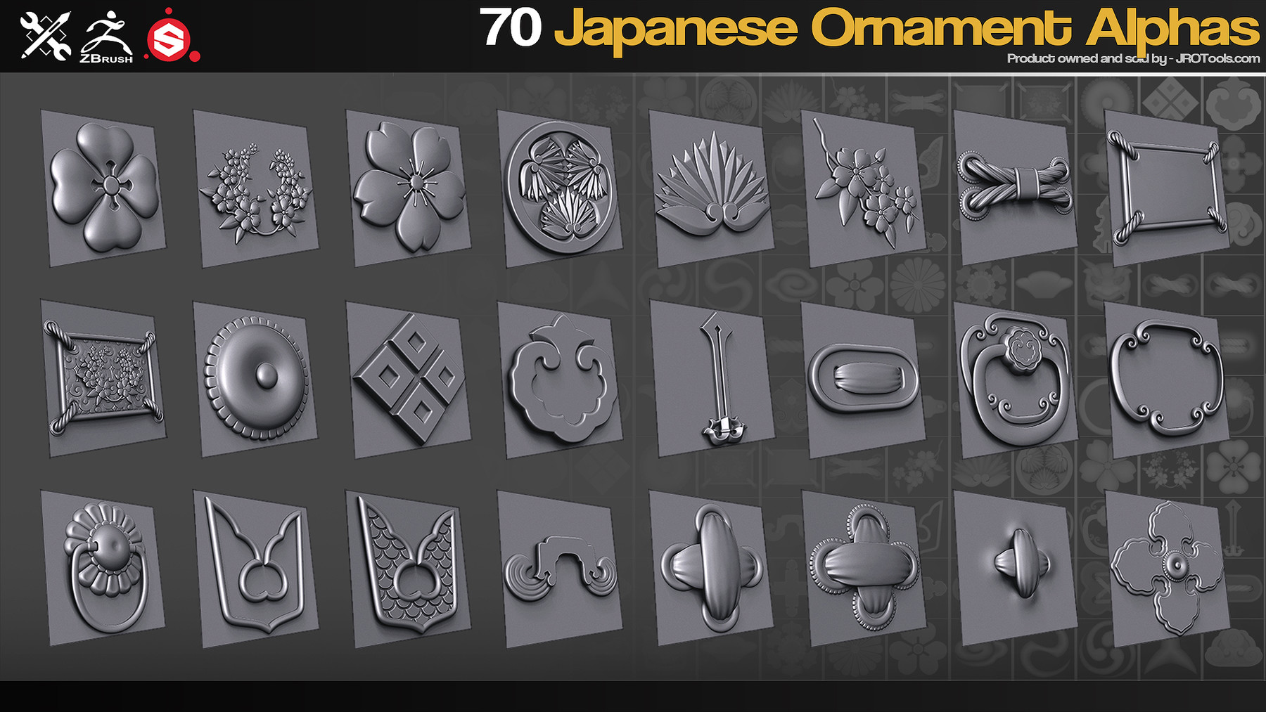 gumroad zbrush sp 70 japanese ornament alphas