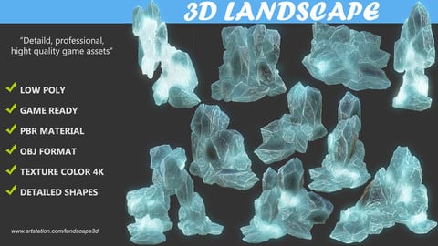 Low poly Realistic Ice Block Modular Pack