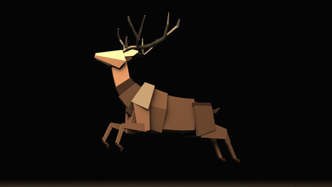 Boxy Stag (male deer) Maya Rig