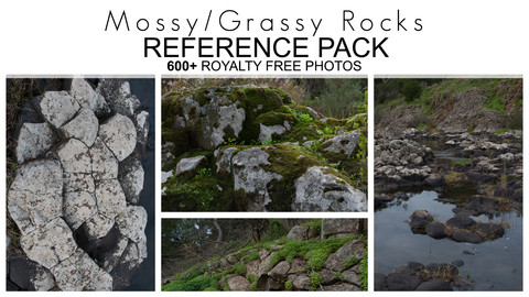 Reference Pack - Mossy/Grassy Rocks - 600+ Royalty Free Photos