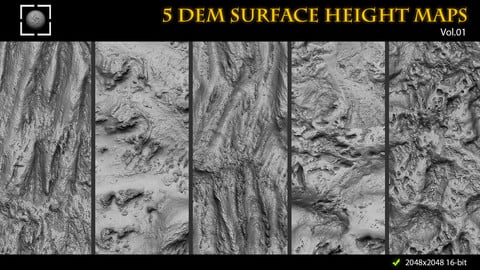 ZBrush/Mudbox/SP 5 DEM Surface Height Maps for Sculpting