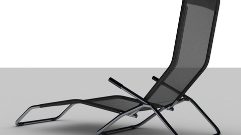 Black Reclining Sun lounger Folding Chair Low-poly 3D model