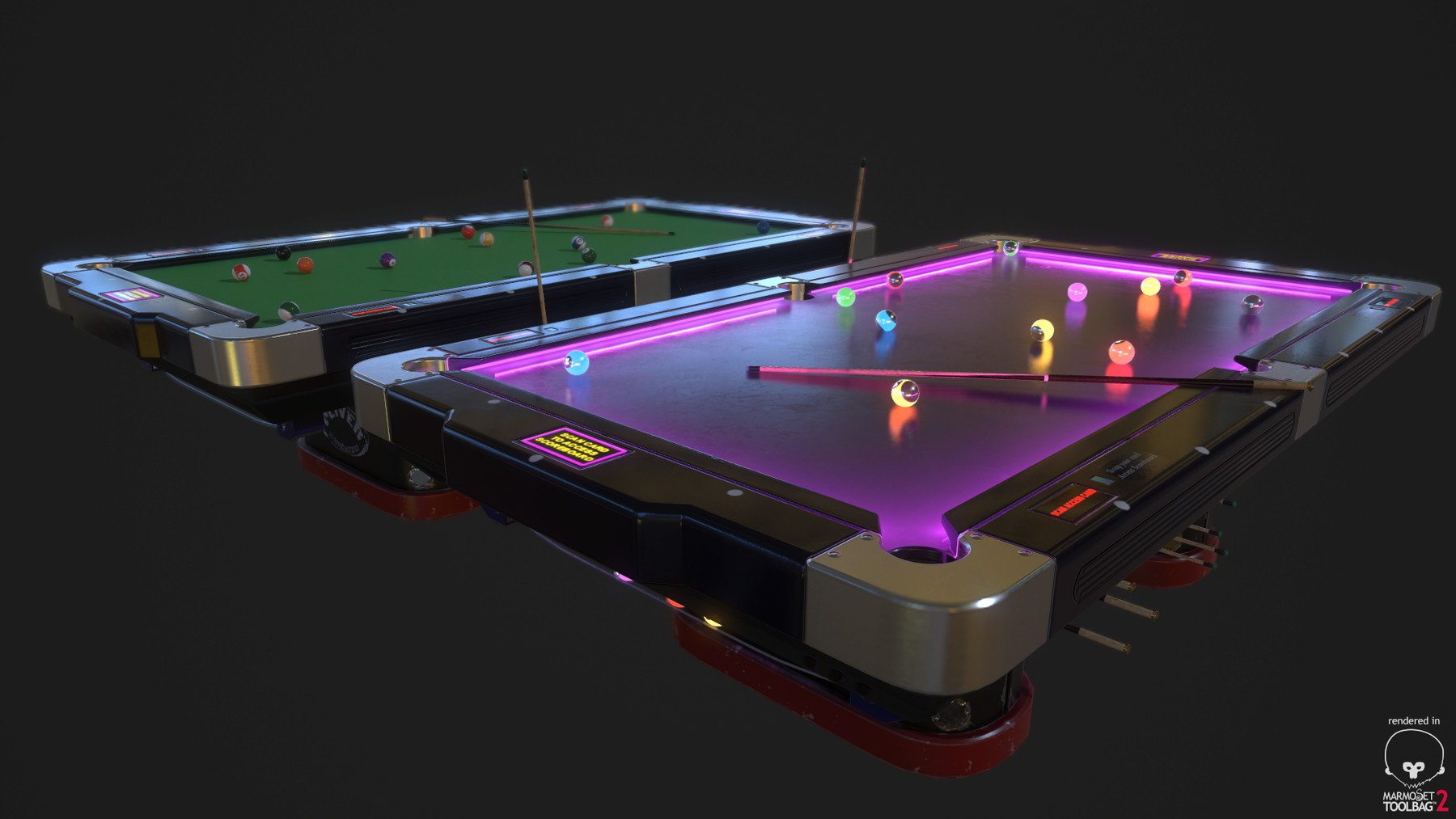 ArtStation - Pool Table with Neon Balls | Game Assets