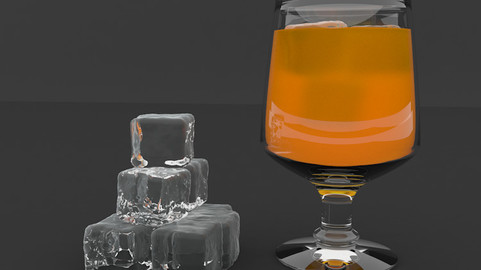 Orange Juice and Ice Cubes