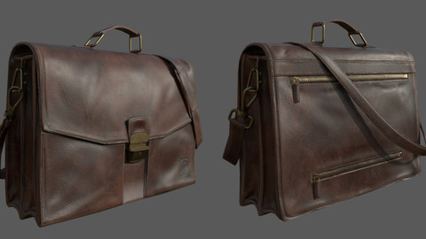 Vintage Satchel Bag - Textured 3D Low Poly Model