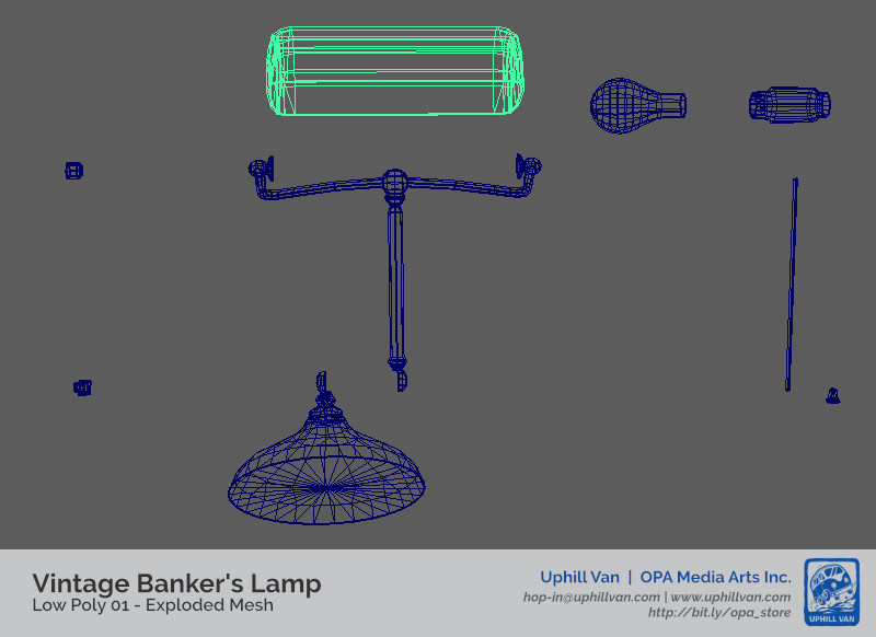 ArtStation - Vintage Banker Lamp - Textured 3D Low Poly Model | Resources