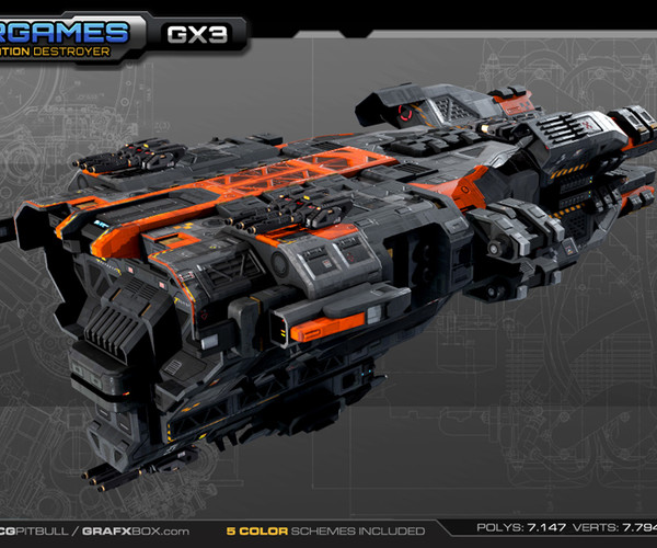 ArtStation - Federation Destroyer GX3 | Game Assets