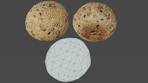 Bread Bun 01 - Low Poly - Photogrammetry
