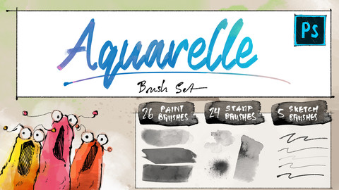 Aquarelle paint brushes + sketch brushes