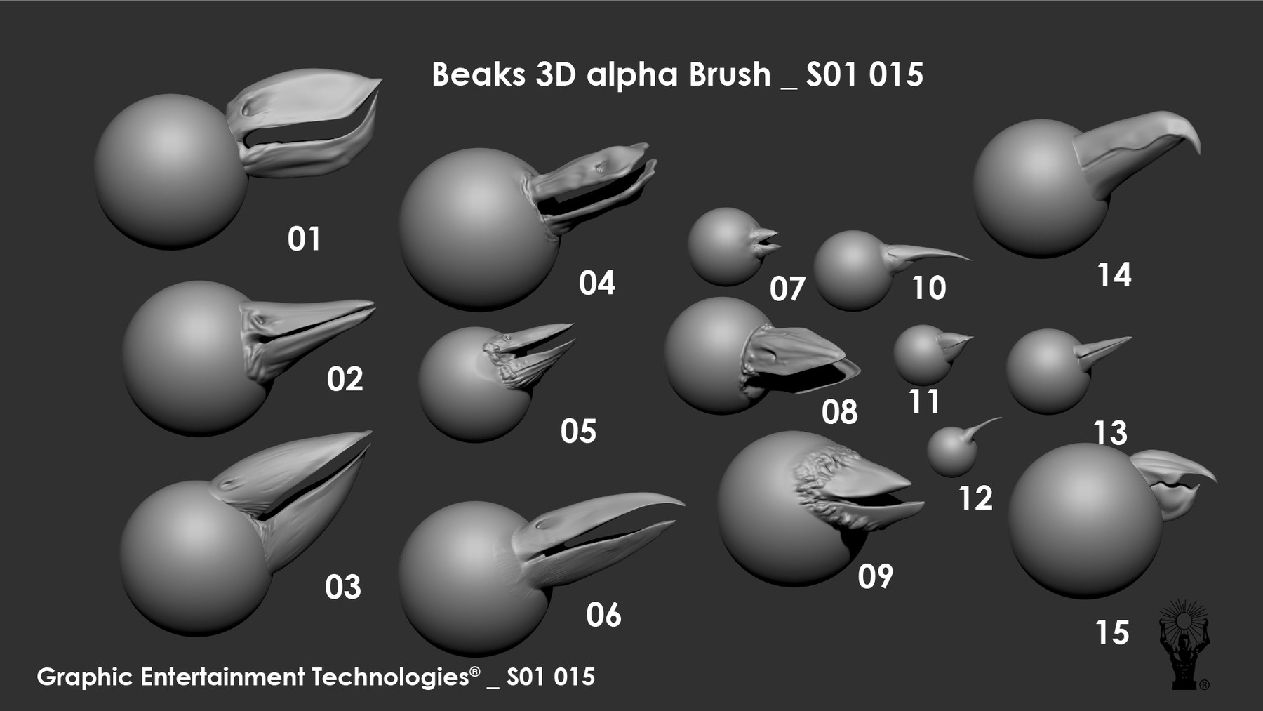 ArtStation - 3D Alpha Brush Beaks Series 1 _015 - For ZBrush | Brushes