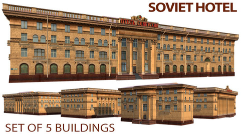 Soviet Hotel Set of 5 Buildings