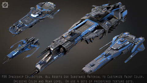 Spaceship Collection Low-poly 3D model
