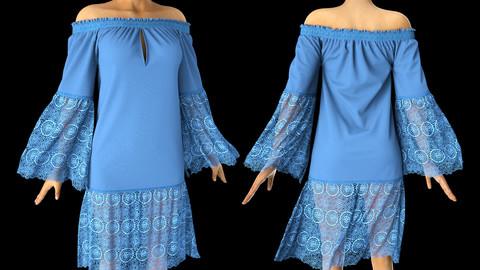 'BlueBell' Marvelous Designer Dress Garment File