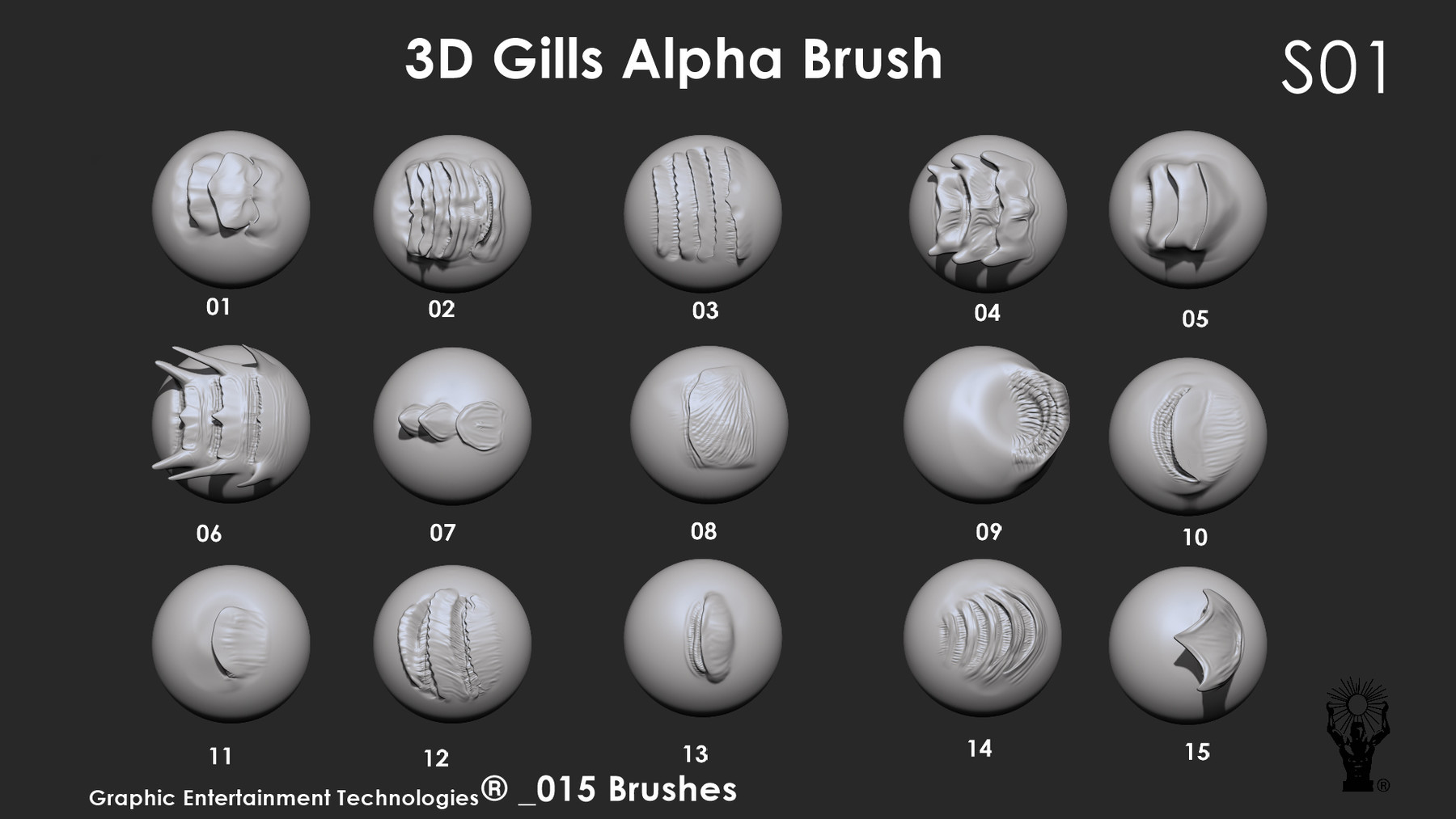 ArtStation - 3D Alpha Brush Gills Series 01 _015 - For ZBrush | Brushes