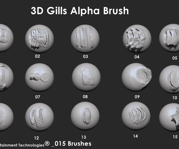 ArtStation - 3D Alpha Brush Gills Series 01 _015 - For ZBrush | Brushes