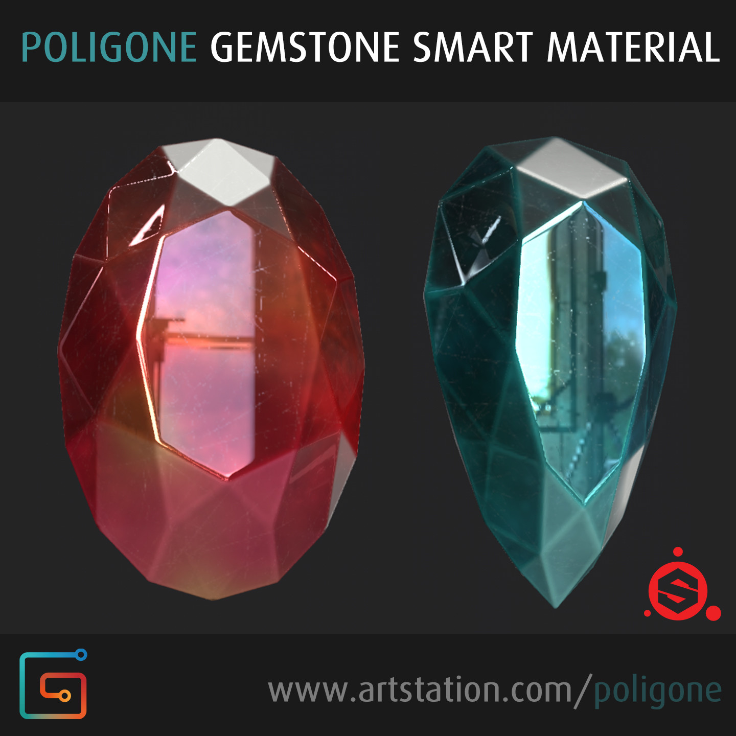 ArtStation Poligone Gemstone Smart Material for Substance Painter Game Assets
