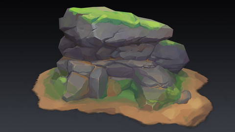 Hand painted stone texture（max、obj、fbx、tga）