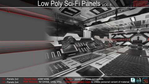 Sci-Fi Panels Low Poly vol 01