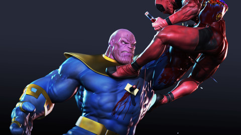 Vol. 6 Props and Details - Course Thanos Vs Deadpool Fight for Lady Death 3D in Zbrush
