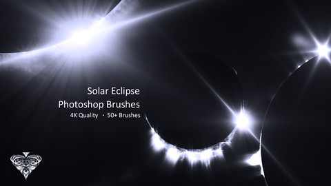 4K Solar Eclipse Photoshop Brush Set: 50 Count