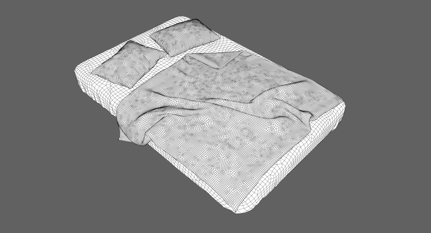 ArtStation Bed with Pillows Game Assets