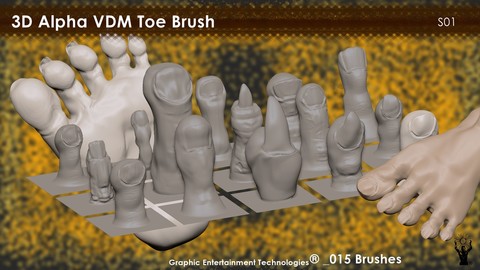 Toe Brush_15 3D alpha VDM brush for ZBrush
