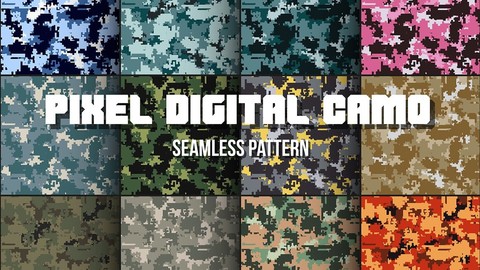 12 Digital Pixel Camouflage Patterns