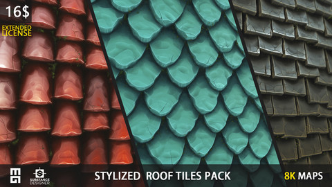 STYLIZED ROOF PACK (EXTENDED LICENSE) - substance designer