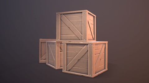 Lowpoly Wood Stylized Box