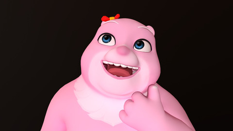 Asset - Cartoons - Character - Bear Pink - Rig - Hight Poly Low-poly 3D model
