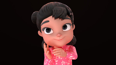Asset - Cartoons - Character - Girl - Baby - Rig - 3D Models