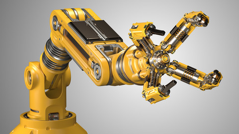 Robotic Arm Rigged and Animated (3ds Max, FBX, OBJ)