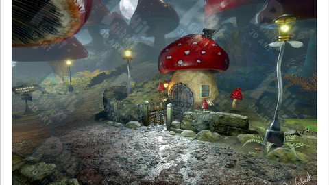 Mushroom House PNG Format