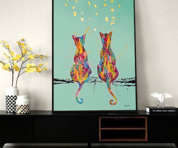 Artstation - Two Cats - Made From Original Acrylic Painting 