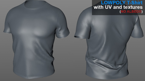 Lowpoly T-Shirt with UV and textures (NO Albedo)