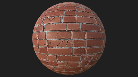PBR Wall Brick Damaged Texture