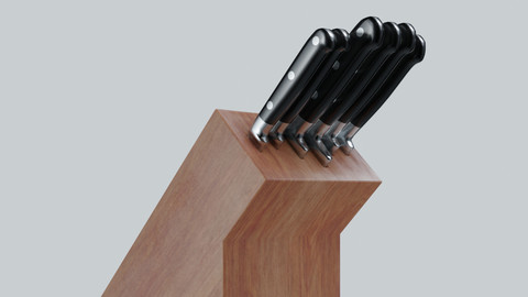 kitchen knife set   4K Textures  UV Mapping  Polygonal Topology