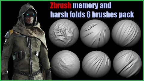 Memory and harsh folds for fabric (6 brush pack for Zbrush)