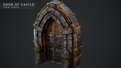 Door for Castle - Ready to Game Low - poly 3D model